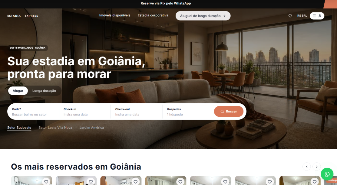 Plataforma de reservas diretas para a Estadia Express